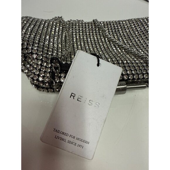 Reiss Adaline Crystal Bead Clutch Handbag Cross Body Purse Lined Vintage Style - Picture 10 of 13